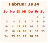 Kalender Februar 1924