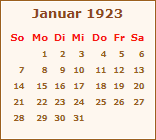 Kalender Januar 1923
