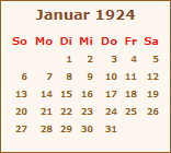 Kalender Januar 1924