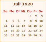 Kalender Juli 1920