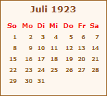 Kalender Juli 1923