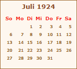 Kalender Juli 1924