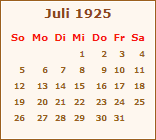Kalender Juli 1925