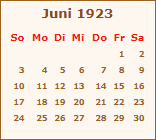 Kalender Juni 1923