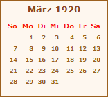 Kalender März 1920