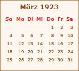 Kalender März 1923