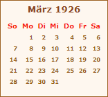 Kalender März 1926