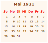 Kalender Mai 1921