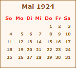 Kalender Mai 1924