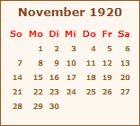 Kalender November 1920