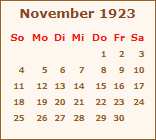 Kalender November 1923
