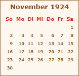 Kalender November 1924