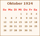 Kalender Oktober 1924