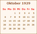 Ereignisse Oktober 1929