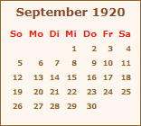 Kalender September 1920