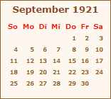 Kalender September 1921