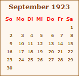 Kalender September 1923