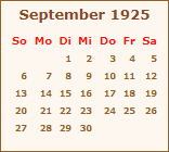 Kalender September 1925
