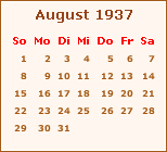Kalender August 1937