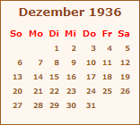 Kalender Dezember 1936