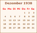 Kalender Dezember 1938