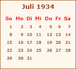 Kalender Juli 1934