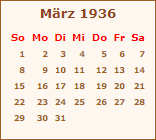 Kalender März 1936