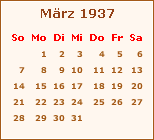 Kalender März 1937