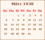 Kalender Mrz 1938