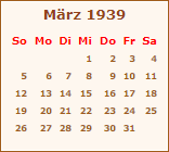 Kalender März 1939
