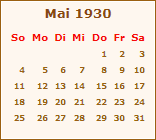 Kalender Mai 1930