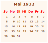 Kalender Mai 1932