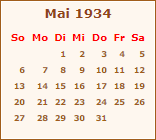 Kalender Mai 1934