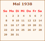 Kalender Mai 1938