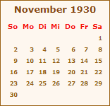 Kalender November 1930