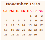Kalender November 1934