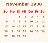 Kalender November 1938