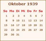 Kalender Oktober 1939