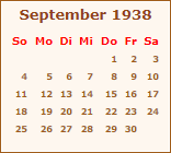 Kalender September 1938