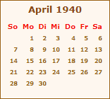 Kalender April 1940