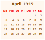 Kalender April 1949