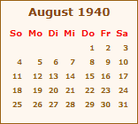 Kalender August 1940