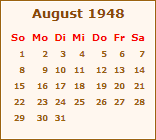 Kalender August 1948