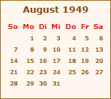 Kalender August 1949