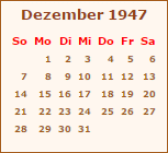 Kalender Dezember 1947