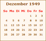 Kalender Dezember 1949