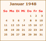 Kalender Januar 1948