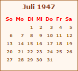 Kalender Juli 1947