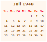 Kalender Juli 1948