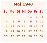 Kalender Mai 1947